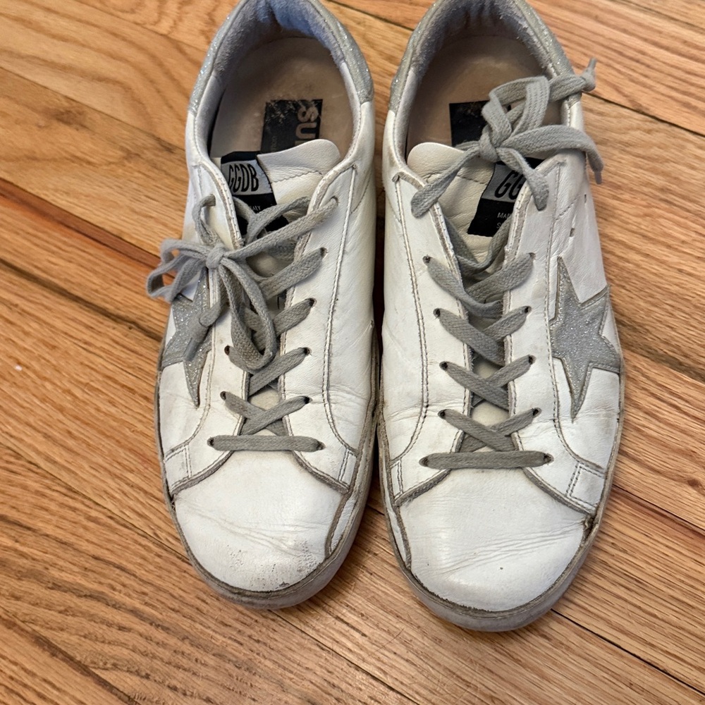 Golden Goose White and Gray Sneakers